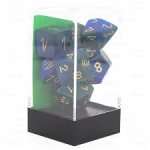 SET DE 7 DES GEMINI BLEU VERT/OR