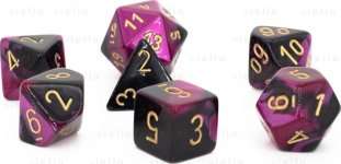 CHX26440 SET DE 7 DES GEMINI NOIR VIOLET/OR