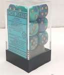 12 D6 DES BLEU SARCELLE / OR