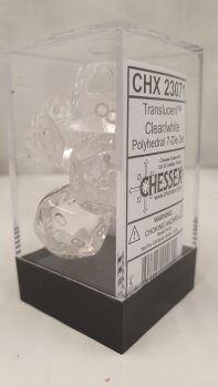 SET DE 7 DES CLEAR/WHITE TRANSLUCIDE