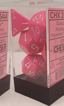 OPAQUE DICE SET - ROSE/BLANC