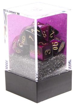 7 DES Mini-Polyhedral Gemini Black-Purple/gold