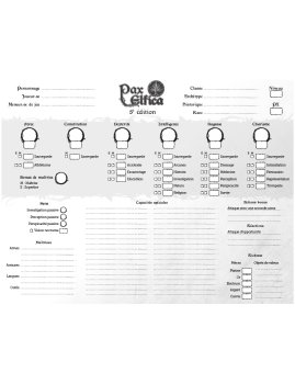 PAX ELFICA - DOSSIER DE PERSONNAGES DD5 (LOT DE 5)