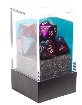 7 DES Mini-Polyhedral Gemini Purple-Teal/gold