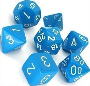 SET DE 7 DES - BLEU CLAIR/BLANC