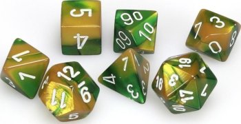 SET DE 7 DES GEMINI OR VERT/BLAN (CHX26425)