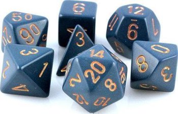 SET DE 7 DES - BLEU POUSSIERE / CUIVRE