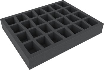 FS050C4BO 50 MM (2 INCHES) FIGURE FOAM TRAY WITH BASE AND 28 SLOTS FOR LARGER TABLETOP MODELS