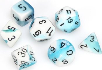 CHX26444 SET DE 7 DES GEMINI BLANC TURQUOISE / NOIR