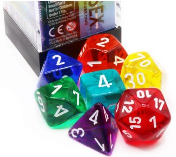 SET DES Prism Translucent Dice (GM And Beginner Player Set)