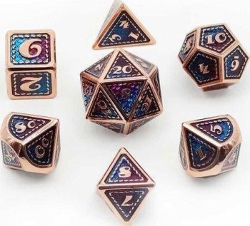 SET DES Metal Dragon - Cuivre, bleu et violet