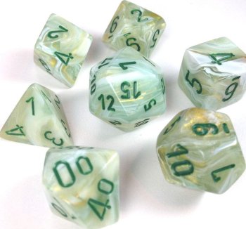 SET DE DES MARBLE GREEN/DARK GREEN