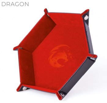 PISTE DE DES - Dragon Flamboyant - Cuir et Velours - Rouge