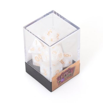 Lot de 7 Des multiformat – Blanc nacre et or