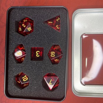 Des en Verre - Lot de 7 des - couleur Rouge