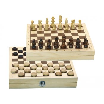 COFFRET DAMES ET ECHECS BOIS